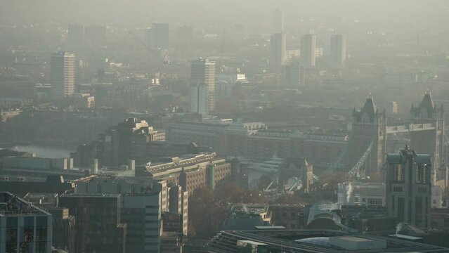 Tower Bridge from Principal Tower in late afternoon, London, England
