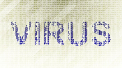 Virus icon on binary code ( array of bits ). Illustration.