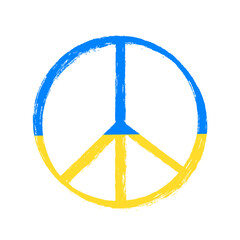 Vector illustration of Blue and Yellow Peace Sign as an Ukrainian flag isolated on white background. Stop War concept