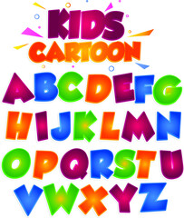 Kids Cartoon colourful fonts alphabets Capital  vector
