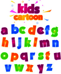 Kids Cartoon colourful fonts alphabets small  vector
