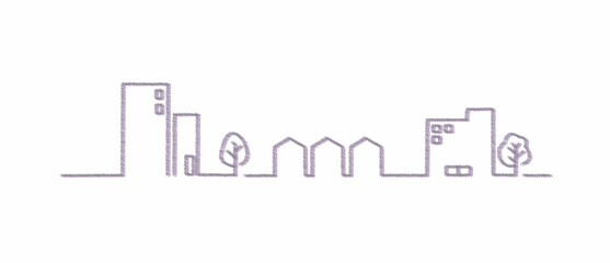 シンプルでかわいい街並み線イラスト