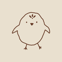 Cute Easter friendly baby chicken bird spring illustration in kawaii style