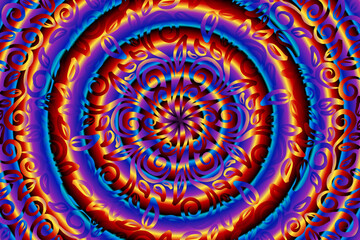 seamless circular circle  colourful rainbow caleidoscope gradient flower art pattern of indonesian traditional tenun batik ethnic dayak ornament for wallpaper ads background 