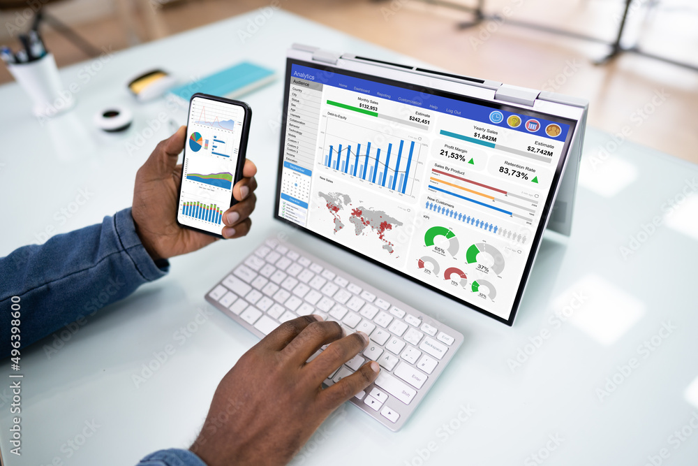 Poster kpi data analyst dashboard. information technology