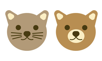かわいいシンプルなネコとイヌのイラスト素材　セット