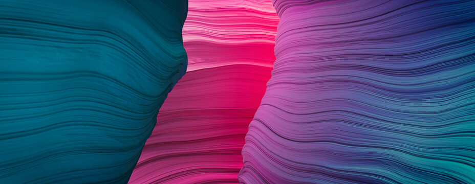 3D Rendered Cave with Pink and Purple Wavy Forms.