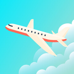 Airplane flying in the sky, vector illustration