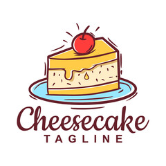 Hand drawn cheesecake logo template