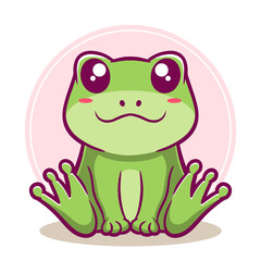 Cute frog cartoon vector illustration