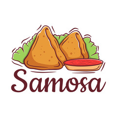 Hand drawn samosa logo template vector