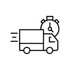 Fast delivery truck icon, express delivery, quick move, line symbol
