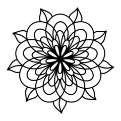 Simple floral Mandala Shape for Coloring Book. Outline flower template isolated on white background.