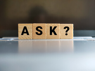 The concept alphabet of the word Ask with a question mark symbol.