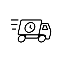 Fast delivery truck icon, express delivery, quick move, line symbol