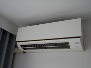 white air conditioner installation on the wall.