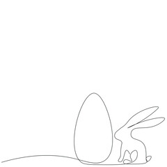 Easter bunny silhouette line drawing vector illustration