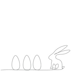 Easter bunny silhouette line drawing vector illustration