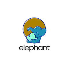elephant logo with a modern and colorful concept of mother elephant and calf