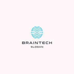 Brain tech logo icon design template vector illustration