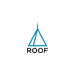 real estate logo with classic roof vector and line graphic design