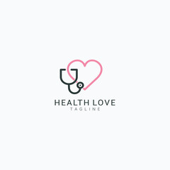  love health logo design template Premium Vector