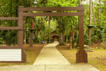 Wooden entrance in the park