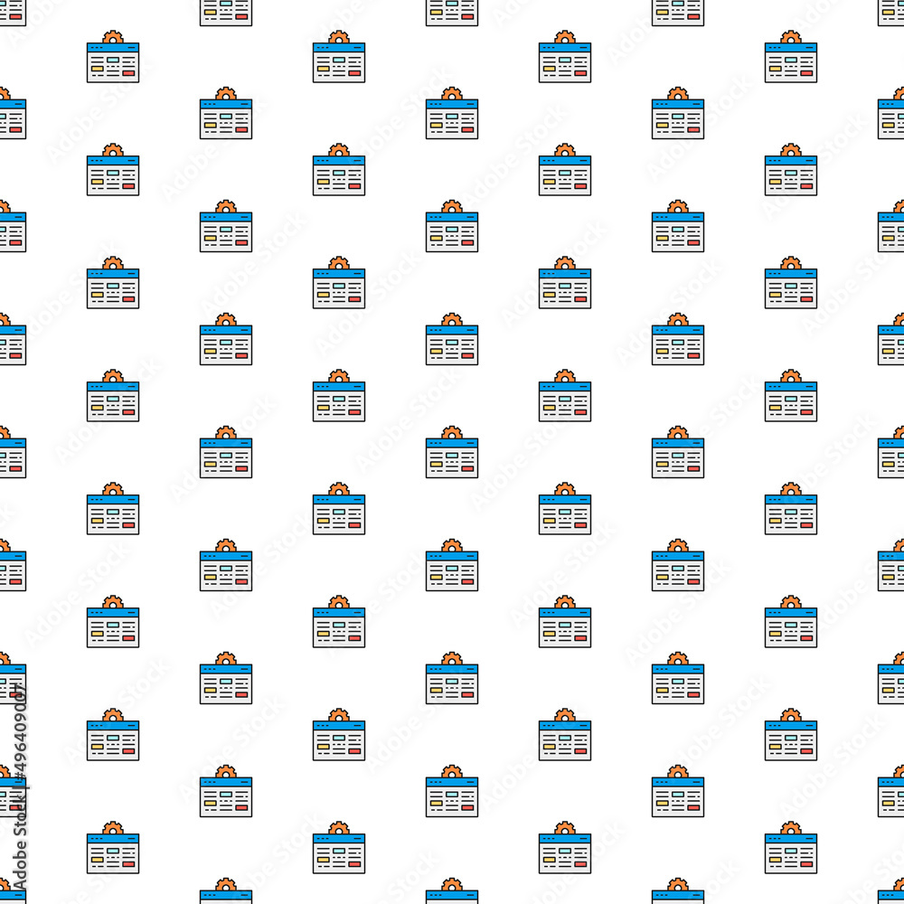 Aufkleber vector webpage with gear, browser repair, website optimization pattern with various icons.