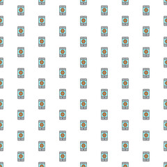 Vector phone with gear, smartphone repair, mobile development pattern with various icons.