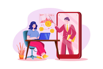 Cryptocurrency Illustration concept. Flat illustration isolated on white background.