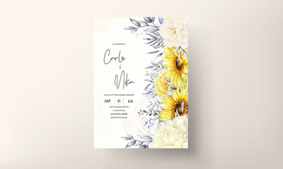 watercolor floral wedding invitation card set template