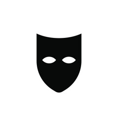 Simple mask icon flat illustration vector black color.Performance mask.Theater icon.Masquerade mask.