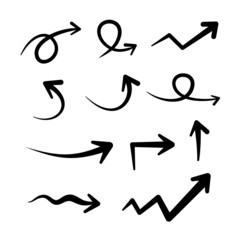 Hand drawn arrow element. Vector illustration of skethced arrow for infographic element, information poster, and doodle graphic resources.