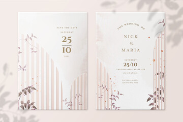Elegant Wedding Invitation and Save the Date with Foliage