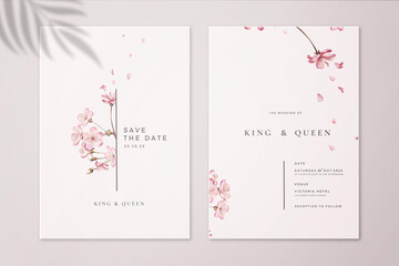 Japanese Wedding Invitation and Save the Date with Sakura