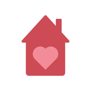 House with heart red and pink vector icon