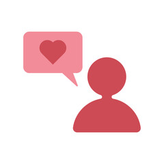Love chat vector icon. Person and speech bubble