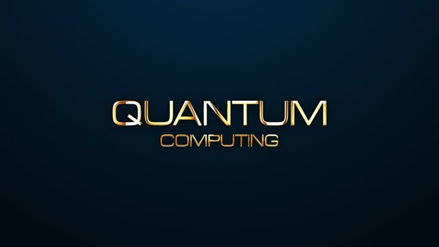 Quantum Computing text word gold light animation loop with glitch text effect. 4K 3D seamless looping Quantum Computing effect element for Cinema trailer, Sales Marketing title banner. Old Gaming Cons