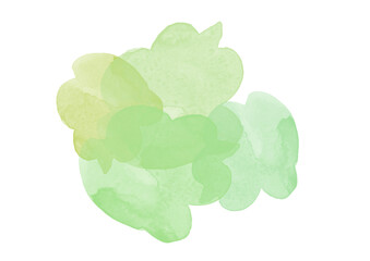 Watercolor green and beige abstract Blots on white background. Colorful gradient Blobs, mottled blurred watercolor splashes