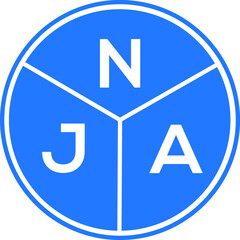 NJA letter logo design on white background. NJA  creative circle letter logo concept. NJA letter design.