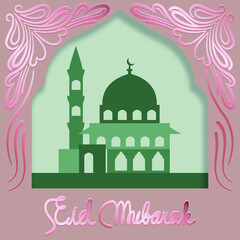 Illustration of Eid Mubarak greetings background vector design for web, social media, or greetings card