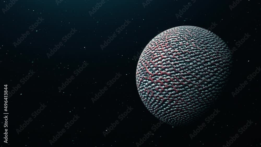 Poster abstract space exploration with grunge copper alien planet with a solid surface in outer space on a 