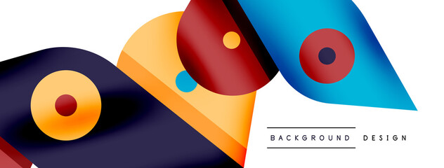 Creative bright geometric wallpaper. Minimal abstract background. Circles lines shapes composition vector illustration for wallpaper banner background or landing page
