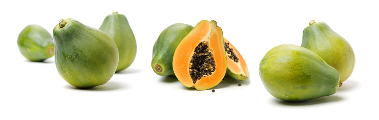 Papaya fruit isolated on a white background