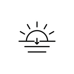 Sunrise, Sunset, Sun Solid Line Icon Vector Illustration Logo Template. Suitable For Many Purposes.