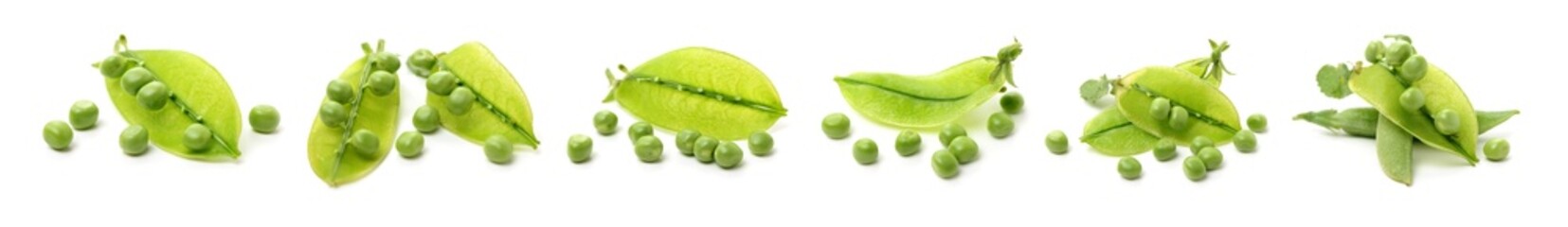 Fresh peas on white background