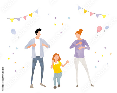 ベクターイラスト素材 家族3人で踊る 家族 Adult Poster Adu ケイーゴ K