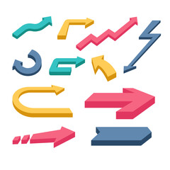 Colorful 3D arrow element. Suitable for design element of infographic, information banner, and guide marker arrow.