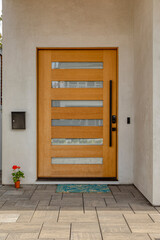Light brown door with modern touches
