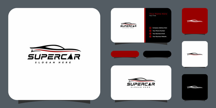 Car Line Logo Vector Design And Business Card